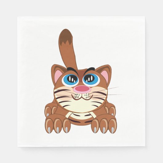 Speelse Kat met Big Blue Eyes Fun Whimsical Kat Servet (Voorkant)