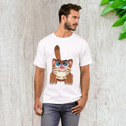 Speelse Kat met Big Blue Eyes Fun Whimsical Kat T-shirt