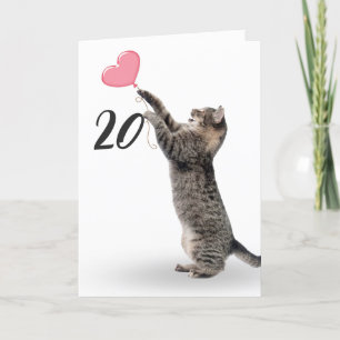 speelse kat voor 20e verjaardag kaart