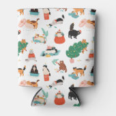 Speelse katten en kerstbomen patroon blikjeskoeler (Voorkant)