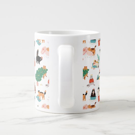 Speelse katten en kerstbomen patroon extra grote beker (Achterkant)