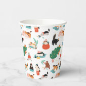 Speelse katten en kerstbomen patroon papieren bekers (Links)