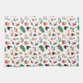 Speelse katten en kerstbomen patroon theedoek (Horizontaal)