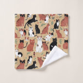 Speelse Katten Op Een Tan Achtergrond Bad Handdoek (Wasdoekje)