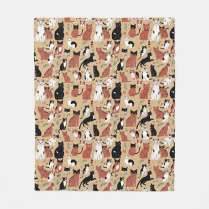 Speelse Katten Op Een Tan Achtergrond Fleece Deken