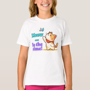 Speelse Kawaii Cat Meow Quote T-shirt