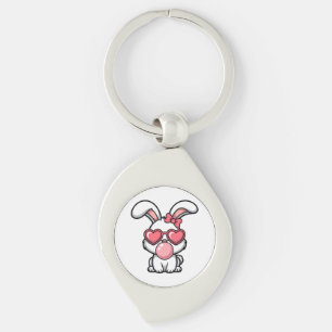 speelse Kawaii Konijn met Bubblegum Bel Sleutelhanger