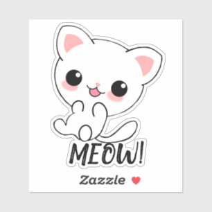 Speelse Kawaii Witte Kitten Custom Sticker