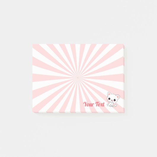 Speelse Kawaii Witte Kitten Op Maat Post-it® Notes (Voorkant)