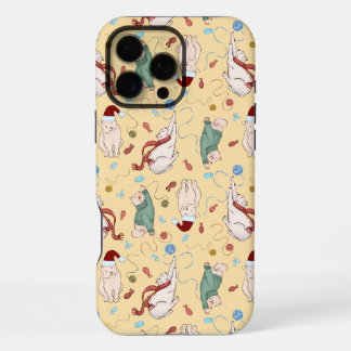 Speelse kerstkatten met garen en vakantiemotief iPhone 16 pro max hoesje
