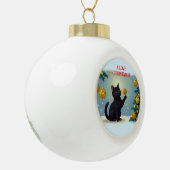 Speelse Kerstkitten Keramische Bal Ornament (Links)