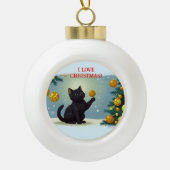 Speelse Kerstkitten Keramische Bal Ornament (Voorkant)