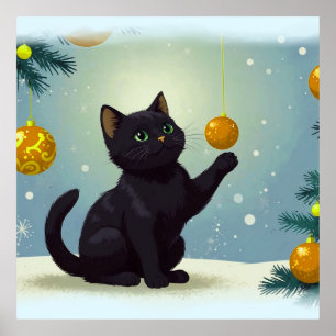 Speelse Kerstkitten Poster