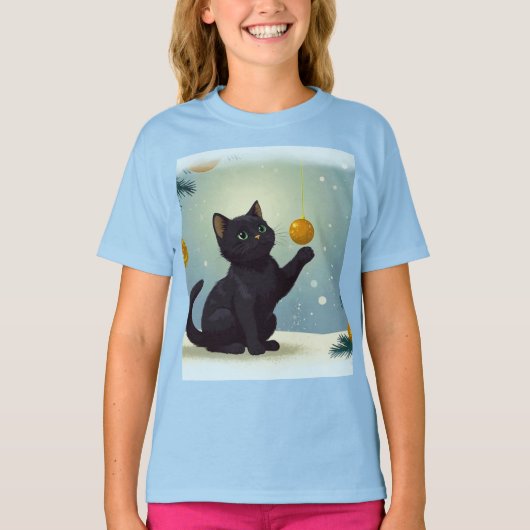 Speelse Kerstkitten T-shirt (Voorkant)