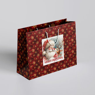 Speelse Kerstman en Rendier Rudolph Winter Kerstta Groot Cadeauzakje
