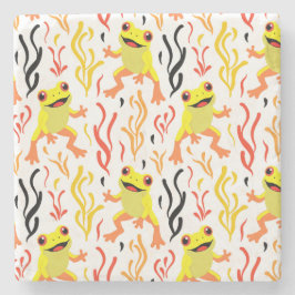 speelse kikkers stenen onderzetter