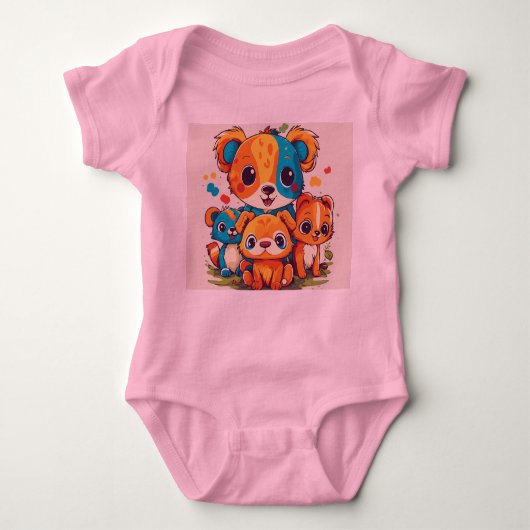 Speelse kinder dier tshirt ontwerp, (Voorkant)