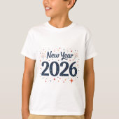 Speelse kinder Nieuwjaar 2026 t shirt met sterretj (Voorkant)