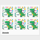 speelse kinder schattige jongens T drie 3 rex 3e v Vierkante Sticker (Vel)