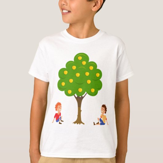 Speelse Kinderen die onder een appelboom zitten T-shirt (Voorkant)