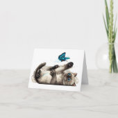 Speelse Kitten en Butterfly Notecards Bedankkaart (Voorkant)