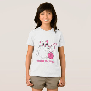 Speelse Kitten met Garentbal Tri-Blend Shirt