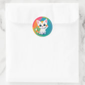 Speelse Kitten Ronde Sticker (Tas)