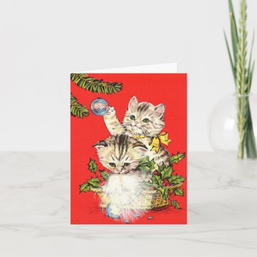 speelse Kittens met kerstversiering Kaart (Voorkant)