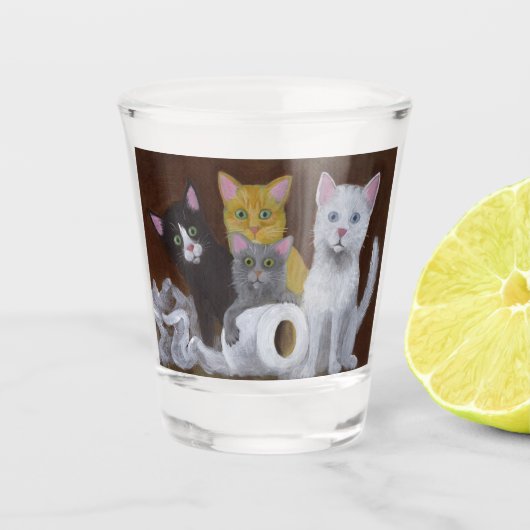Speelse Kittens Shot Glas (Voorkant)