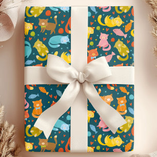 Speelse Kitty & Vis Kat Liefhebbers Cadeaupapier