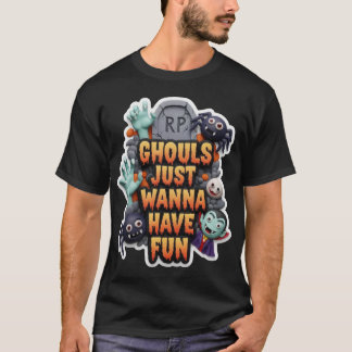 Speelse klei animatie Halloween-figuren en tekst G T-shirt