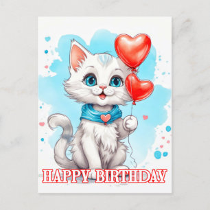 Speelse Kleine Kat Gelukkige Verjaardag Briefkaart