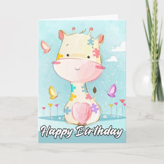 Speelse kleine poseren Giraffe | Gelukkige verjaar Kaart (Voorkant)