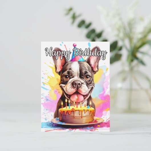 Speelse kleine puppy Gefeliciteerd verjaardag Briefkaart (Staand voorkant)