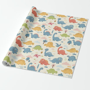 Speelse Kleurrijk Dinosaurus Patroon Persoonlijk Cadeaupapier