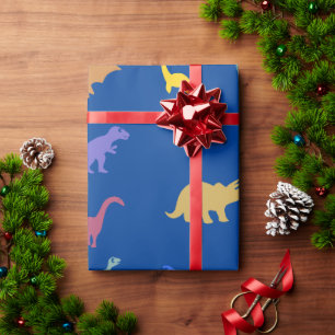 Speelse Kleurrijke Dino Kids Verjaardagsfeestje Fa Cadeaupapier