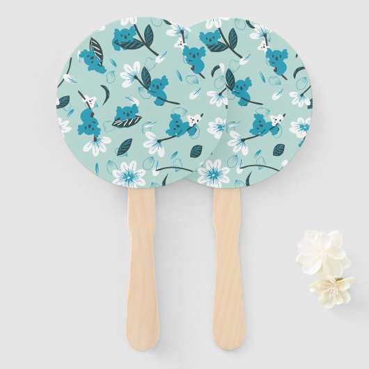 Speelse Koala Patroon Leuke Dier en Natuur Kunst Handwaaier (Voorkant en achterkant)