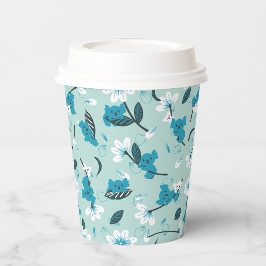 Speelse Koala Patroon Leuke Dier en Natuur Kunst Papieren Bekers (Links)