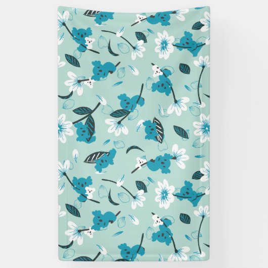 Speelse Koala Patroon Leuke Dier en Natuur Kunst Spandoek (Verticaal)