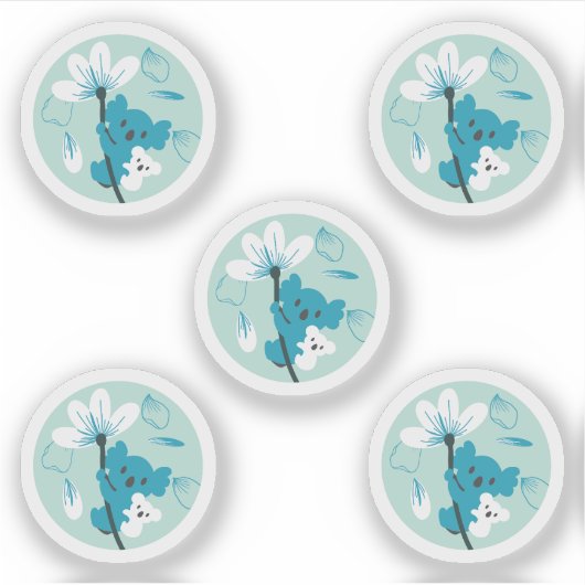 Speelse Koala Patroon Leuke Dier en Natuur Kunst Sticker (Voorkant)