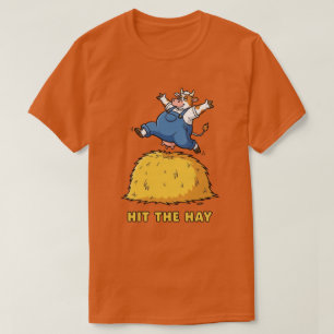 Speelse Koe die op Hooibalen Springt T-shirt