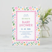 Speelse krabbel babyshower kaart (Staand voorkant)
