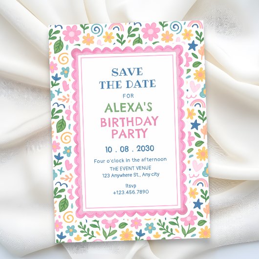 Speelse krabbel verf save the date