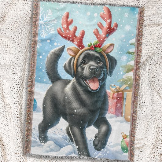 Speelse labrador retriever hond kerst puppy deken