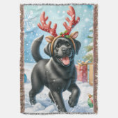 Speelse labrador retriever hond kerst puppy deken (Voorkant Verticaal)
