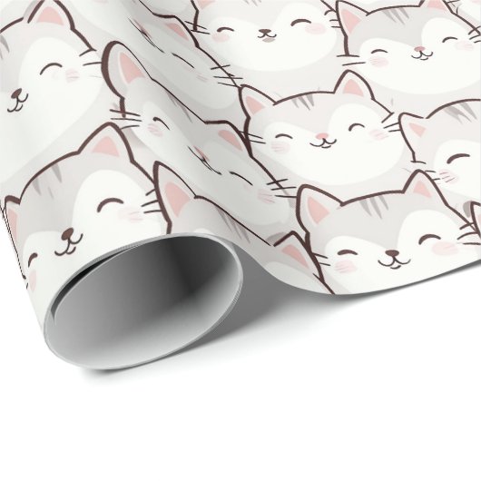 Speelse Lachende Kat Inpakpapier – Schattig (Rol Hoek)