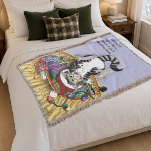 Speelse Lavendel Kattekruid Kerst Mop Cat Deken