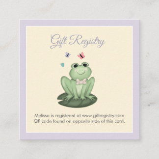 Speelse Lavendel Kikker Baby Shower Cadeau Lijst Informatiekaartje