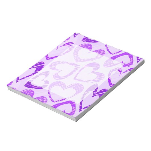 Speelse lavendel paarse malle schets hart patroon notitieblok (Gedraaid)