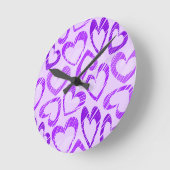 Speelse lavendel paarse malle schets hart patroon ronde klok (Hoek)